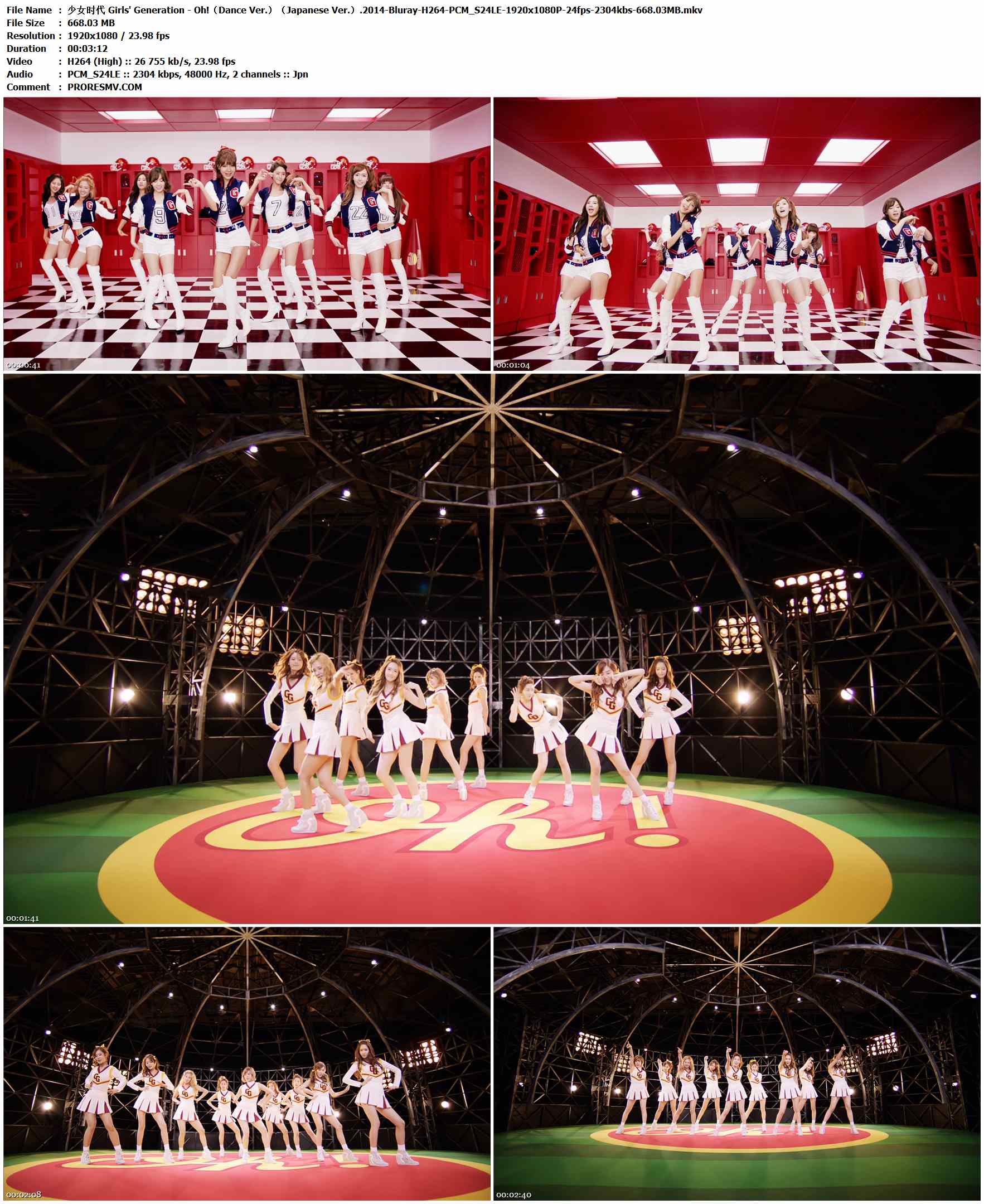 少女时代 Girls' Generation - Oh!（Dance Ver.）（Japanese Ver.）.2014-Bluray-H264-PCM_S24LE-1920x1080P-24fps-2304kbs-668.03MB官方MV_高清MV